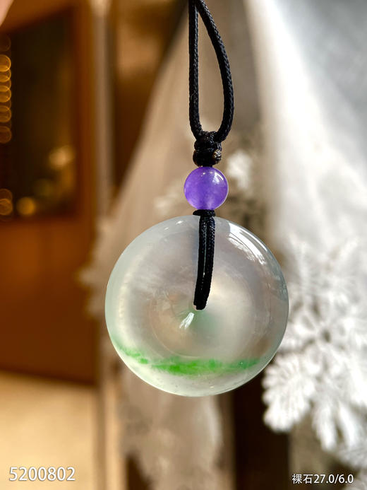 玻璃种飘翠平安扣吊坠【5200802】具体价格微信咨询 商品图2