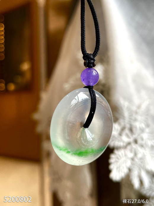 玻璃种飘翠平安扣吊坠【5200802】具体价格微信咨询 商品图5