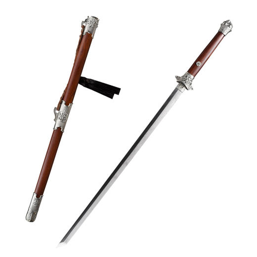 醒狮唐刀  汉唐刀剑 花纹钢刀剑龙泉沈广隆宝剑 一体刀剑  未开刃 商品图5