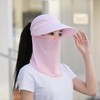 冰丝遮阳防晒帽女骑车遮脸空顶帽夏季防紫外线面纱太阳帽可扎马尾 商品缩略图3