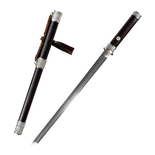 寒月唐刀  汉唐刀剑 花纹钢 龙泉沈广隆宝剑 一体刀剑  未开刃 商品图5