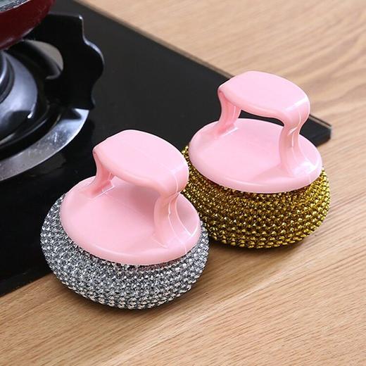 手柄神器长柄锅不伤钢丝把手洗碗刷子塑料带清洁球锅刷球带家用 商品图2