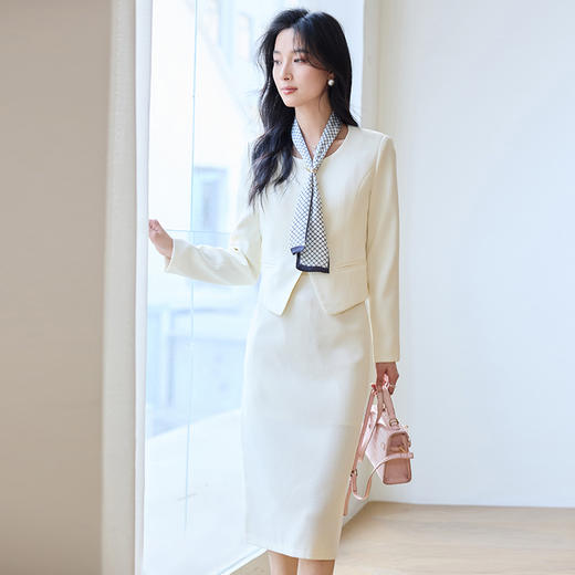 VICTORIA&VERA春季“职场小香风”轻奢高级感修身气质收腰外套+半身裙套装 商品图3