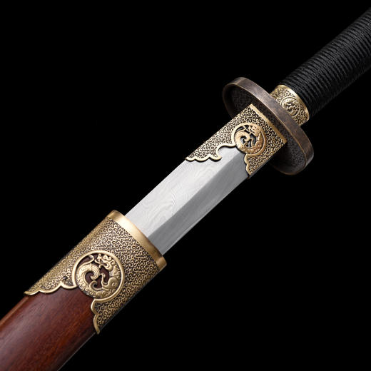 龙纹绣春刀 花纹钢 龙泉沈广隆剑手工一体刀剑 传统收藏剑 未开刃 商品图3