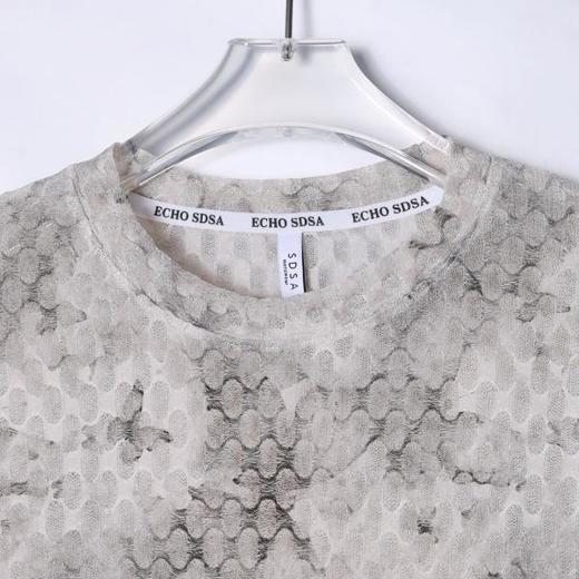 T2409夏季新款时尚个性美式扎染镂空圆领长袖T恤百搭潮流宽松套头上衣 商品图2