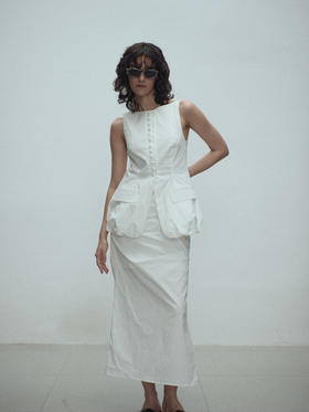 VC｜SS25075 Udo gathered skirt [半身裙 白 / 棕 / 粉 ]