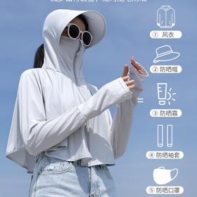夏季防晒衣女防紫外线冰丝户外骑车大帽檐遮阳连帽斗篷透气防晒服