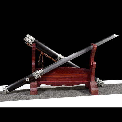 寒月唐刀  汉唐刀剑 花纹钢 龙泉沈广隆宝剑 一体刀剑  未开刃 商品图1