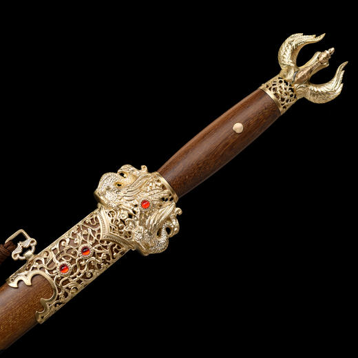 大夏龙雀剑  汉剑 唐剑 龙泉沈广隆 宝剑 手工一体刀剑花纹钢 未开刃 商品图4