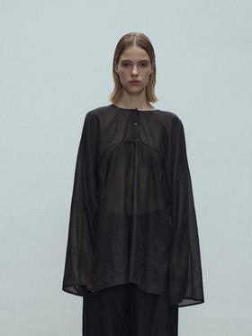 VC｜SS25138 Amani sheer gathered blouse [衬衫 黑 ]