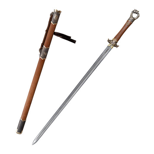 龙门环首刀剑 花纹钢一体剑  汉唐刀剑 龙泉沈广隆收藏剑 未开刃 商品图5