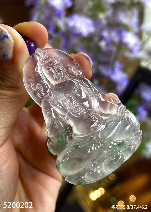 玻璃种飘花观音吊坠【5200202】具体价格微信咨询 商品图2