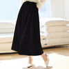 VICTORIA&VERA春季“云舒”简约扣子褶皱松紧腰A字大裙摆半身裙 商品缩略图3