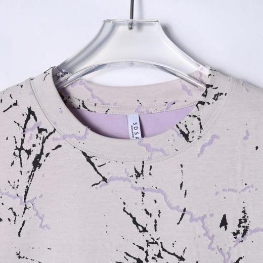 T2525夏季新款时尚个性韩版扎染撞色磨破圆领短袖T恤潮流宽松百搭上衣 商品图2