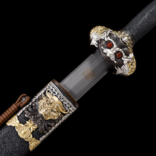 永乐剑 鱼皮款 乌兹钢一体剑 清式宝剑 刀剑龙泉沈广隆剑 未开刃 商品图3