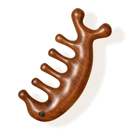 按摩梳龙凤檀木经络梳 七齿头部经絡梳小海豚头疗神器头皮按摩梳 商品图4