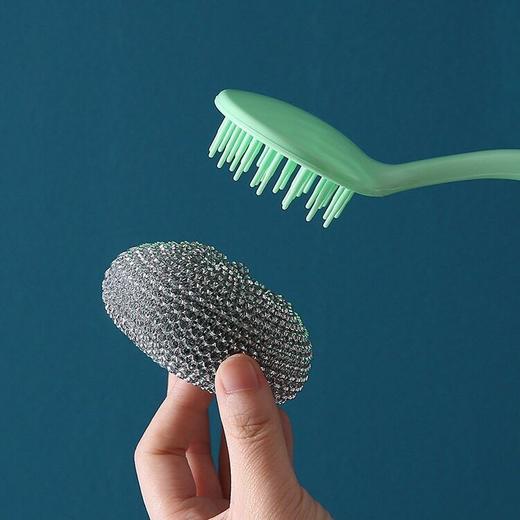 手柄神器长柄锅不伤钢丝把手洗碗刷子塑料带清洁球锅刷球带家用 商品图3