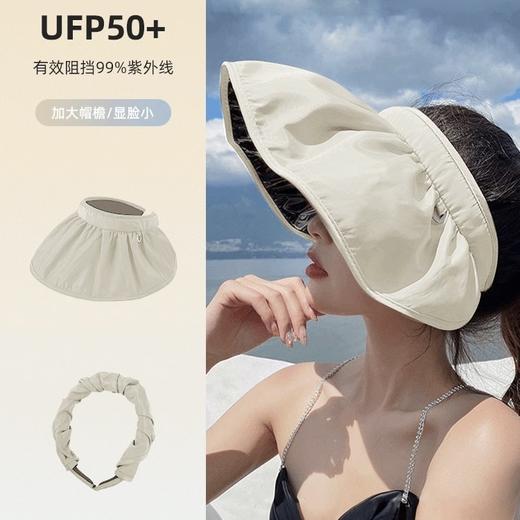 防晒发箍式遮阳帽女夏黑胶防紫外线贝壳帽空顶户外大檐遮脸太阳帽2025新款小红书爆款 商品图2