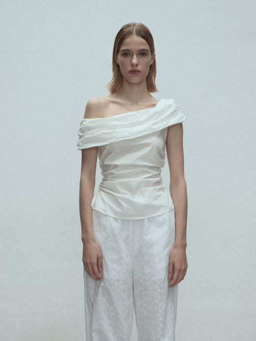 VC｜SS25076 Udo off shoulder top [上衣 白 / 棕 / 粉 ] 商品图3