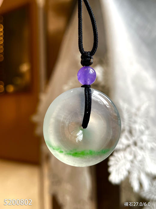 玻璃种飘翠平安扣吊坠【5200802】具体价格微信咨询 商品图0