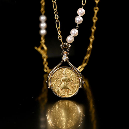贵霜帝国金币+欧洲vintage珍珠项链 商品图1
