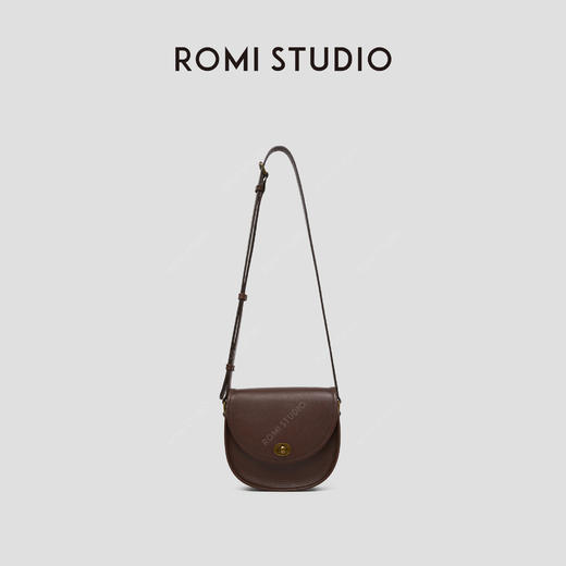 ROMI STUDIO“英伦复古”100%头层牛皮单肩斜跨马鞍包 RW24LP31031 商品图0