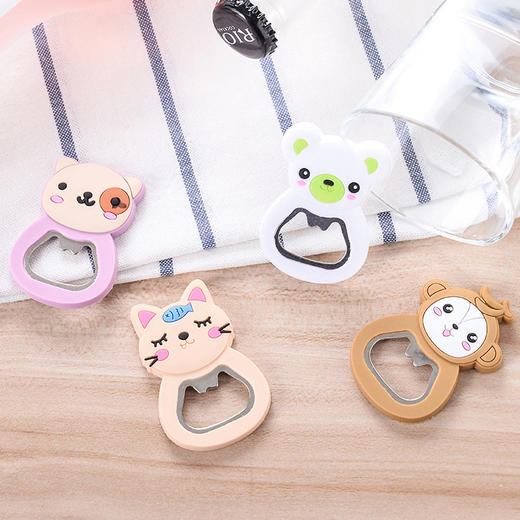 多功能啤酒瓶器瓶起卡通硅胶冰箱贴开酒开瓶器瓶起子可爱创意酒 商品图1