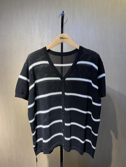 水淼爆款2025夏新款高档休闲针织黑白条开衫0707（含桑蚕丝 莱赛尔纤维） 商品图3