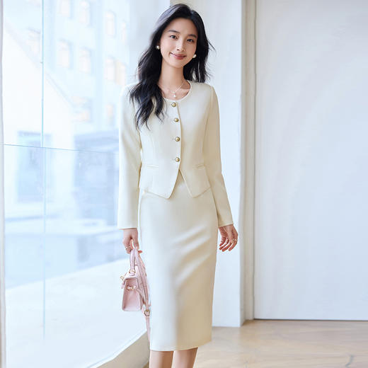 VICTORIA&VERA春季“职场小香风”轻奢高级感修身气质收腰外套+半身裙套装 商品图1