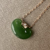 18K玫瑰金和田玉（碧玉）镶钻项链--元宝/如意纹元宝11*15mm/链长40+2cm/菠菜绿 商品缩略图0
