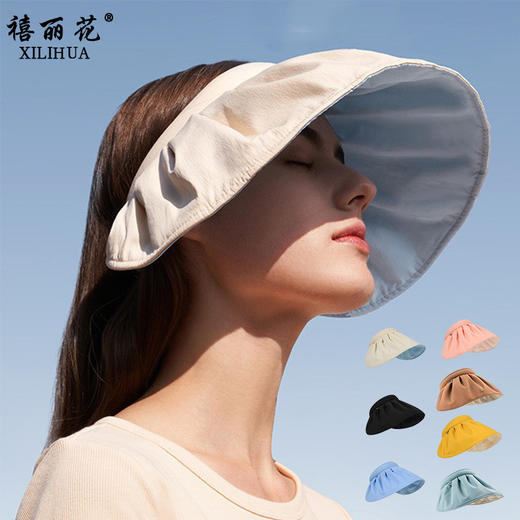 夏季遮脸沙滩遮阳帽贝壳防晒帽女防紫外线便携空顶女发箍帽子2025新款小红书爆款 商品图0