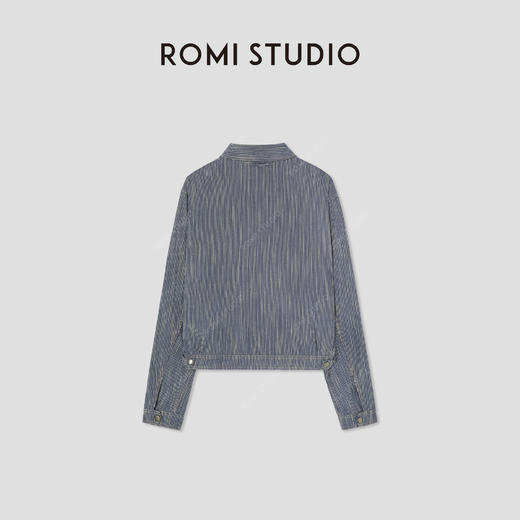 ROMI STUDIO“美式复古”亚麻棉混纺条纹小短款衬衫外套RW25SWY0073 商品图1