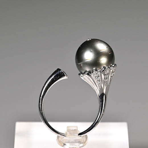 大溪地黑珍珠+红宝石钻石戒指 商品图1