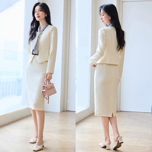 VICTORIA&VERA春季“职场小香风”轻奢高级感修身气质收腰外套+半身裙套装 商品图5