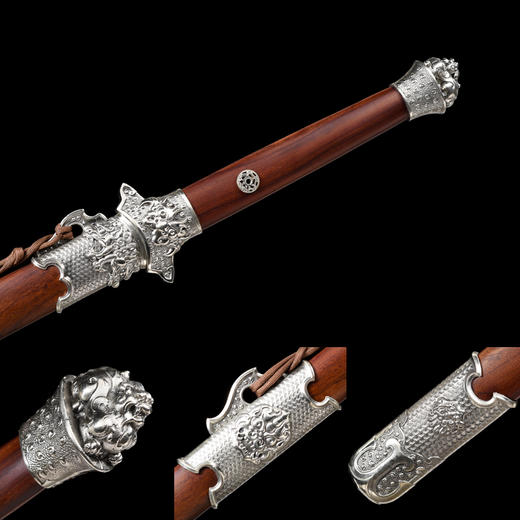 醒狮唐刀  汉唐刀剑 花纹钢刀剑龙泉沈广隆宝剑 一体刀剑  未开刃 商品图2