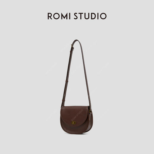 ROMI STUDIO“英伦复古”100%头层牛皮单肩斜跨马鞍包 RW24LP31031 商品图1