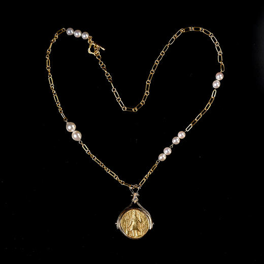 贵霜帝国金币+欧洲vintage珍珠项链 商品图0