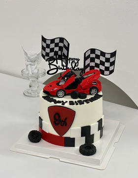 男孩跑车汽车周岁蛋糕