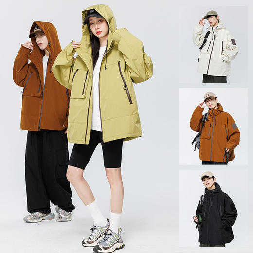 HOTDEMON春夏新款情侣款户外时尚百搭春秋季宽松工装防风防水夹克外套冲锋衣#745#J91 商品图1