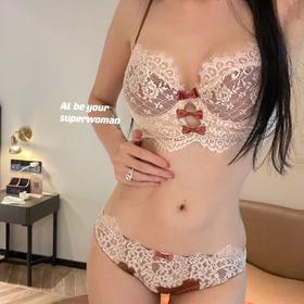 【买一送一！高级蕾丝镂空超薄内衣】高颜值纯欲蝴蝶结超薄内衣，精致蕾丝杯面亲肤透气，大胸显小防下垂聚拢文胸QQ