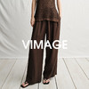 VIMAGE纬漫纪肌理感高级垂坠舒适高腰阔腿宽松休闲裤2025夏季新款V2305908 商品缩略图0