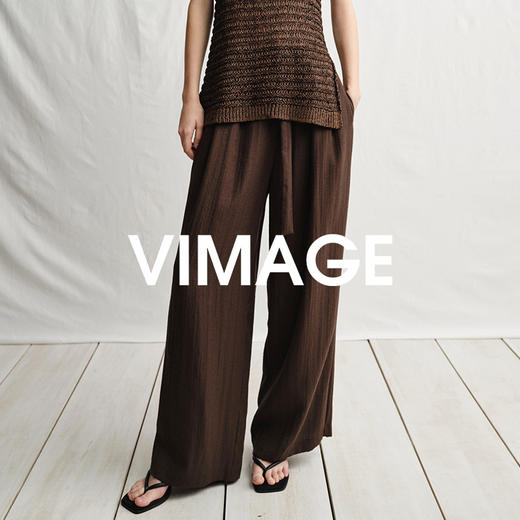 VIMAGE纬漫纪肌理感高级垂坠舒适高腰阔腿宽松休闲裤2025夏季新款V2305908 商品图0