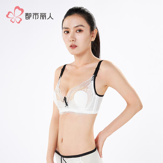 都市丽人聚拢升杯B杯常规内衣薄蕾丝软钢圈常规文胸YBH2C7 商品图2