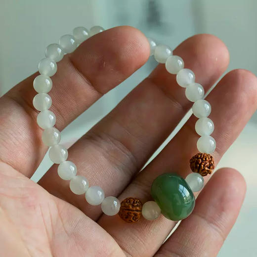 【经典】玺晶级天然和田玉青黛手串6mm  中式风格手链珠串触手细腻通透温润一物一证 商品图2