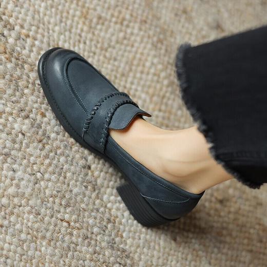 【预售5天】擦色羊皮简约深口单鞋，一脚蹬乐福鞋休闲复古风小皮鞋DTN&B1053-3 商品图1