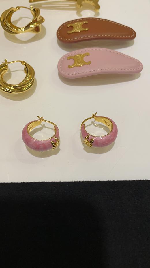 赛家 新款金色凯旋门徽标粉色耳环 商品图1