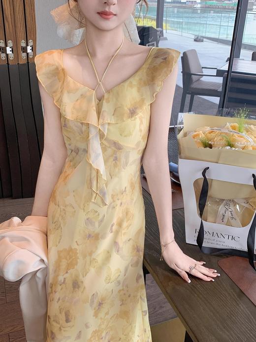 张心子【绿野仙踪】春夏氛围感碎花小荷叶花边吊带裙 连衣裙U2502002 商品图9