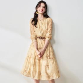 【高货sh】全新升级【铂金会员330/天猫449/差价119】(04719) 洛诗琳25春新中式国风立领水墨印花收腰大裙摆长袖连衣裙