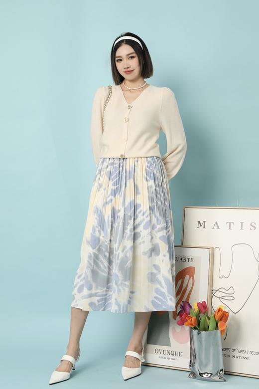 Le Malene 浅杏色气质V领针织开衫 15647 商品图0