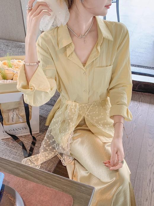 张心子【流光美学】春夏防晒通勤风气质蕾丝披肩衬衣两件套套装 U2502035 商品图10